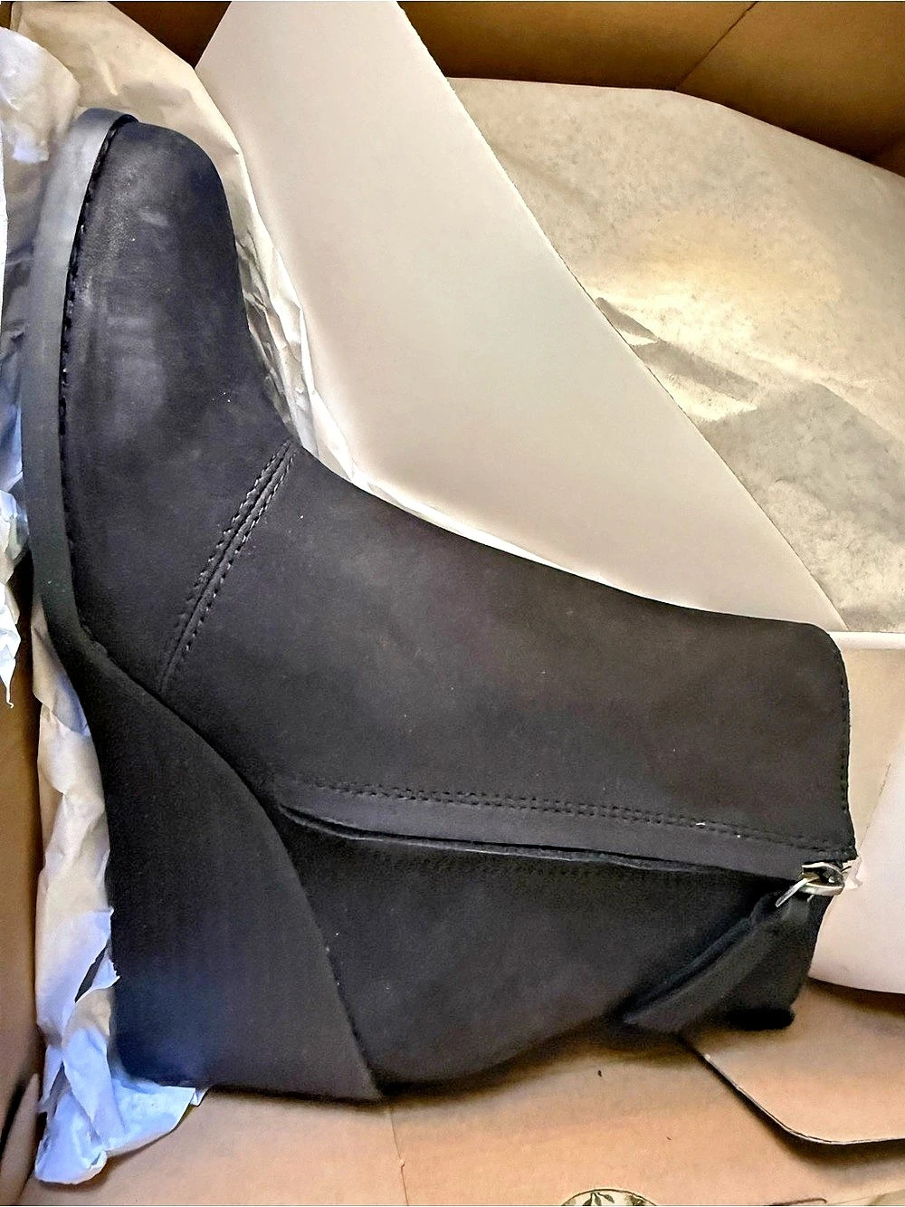 TOMS Sutton Wedge Bootie Black Leather US 8